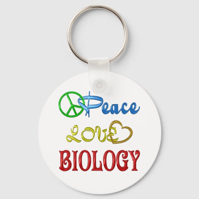 PEACE LOVE BIOLOGY KEYCHAIN (Front)