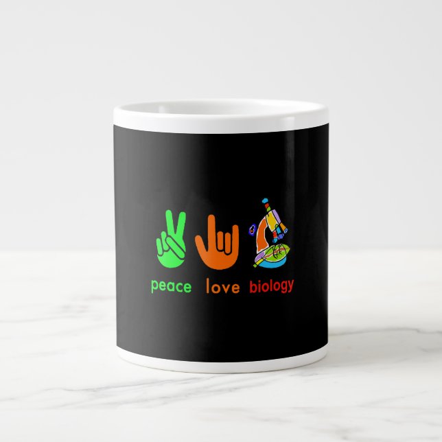 Peace Love Biology Microscope  Painter Science Tea Giant Coffee Mug (Front)