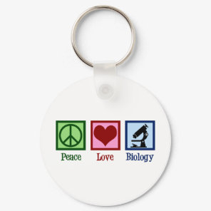 Peace Love Biology Teacher Keychain