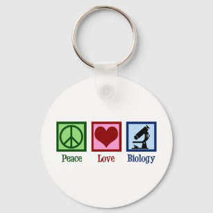 Peace Love Biology Teacher Keychain