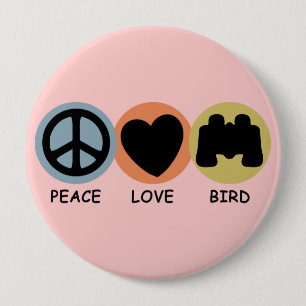 Peace Love Bird Button