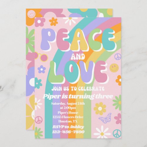 Peace  Love Birthday Invitation