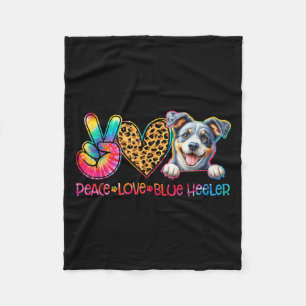 Peace Love Blue Heeler Tie Dye Dog Lover  Fleece Blanket