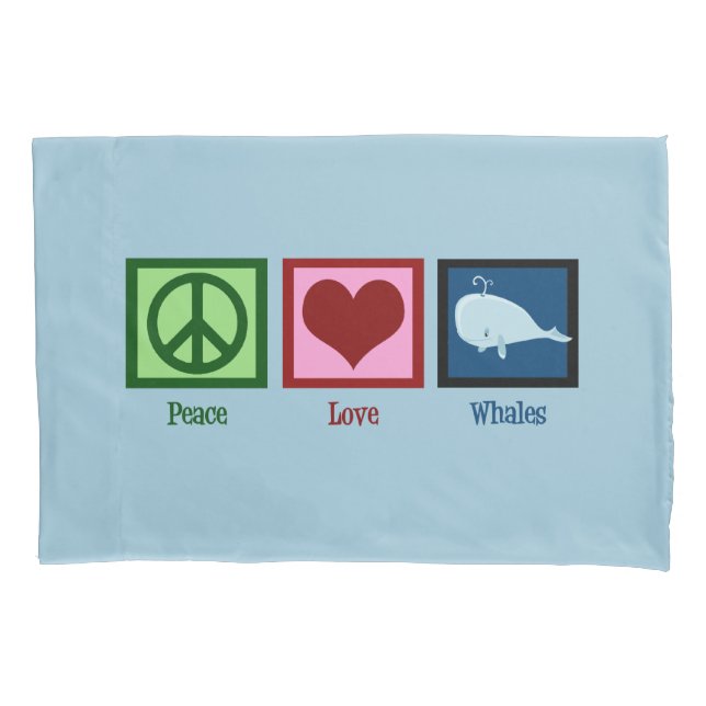 Peace Love Blue Whale Cute Pillow Case (Front)
