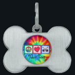 Peace, Love, Bluegrass Pet ID Tag<br><div class="desc">You will love this groovy tie dye peace, love, Dueling Banjos banjo player musician bluegrass music musical instument country folk design. Great for gifts! Available on tee shirts, smart phone cases, mousepads, keychains, posters, cards, electronic covers, computer laptop / notebook sleeves, caps, mugs, and more! Visit our site for a...</div>
