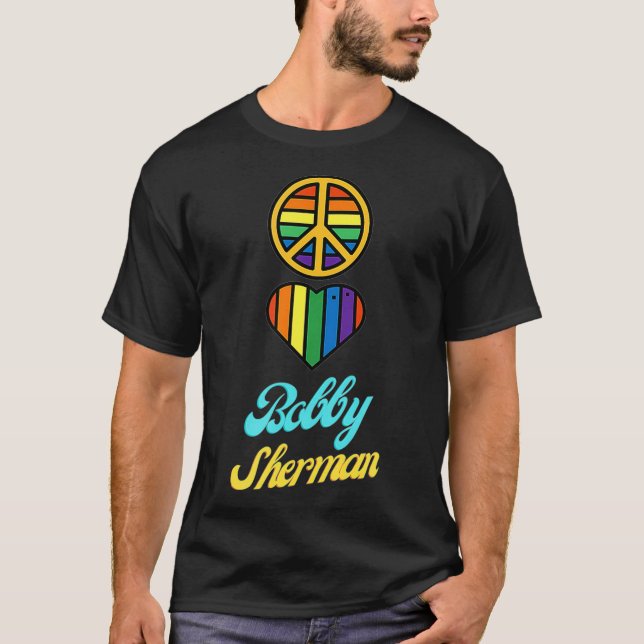 Peace Love Bobby Sherman 60s 70s Groovy Greeting T-Shirt (Front)