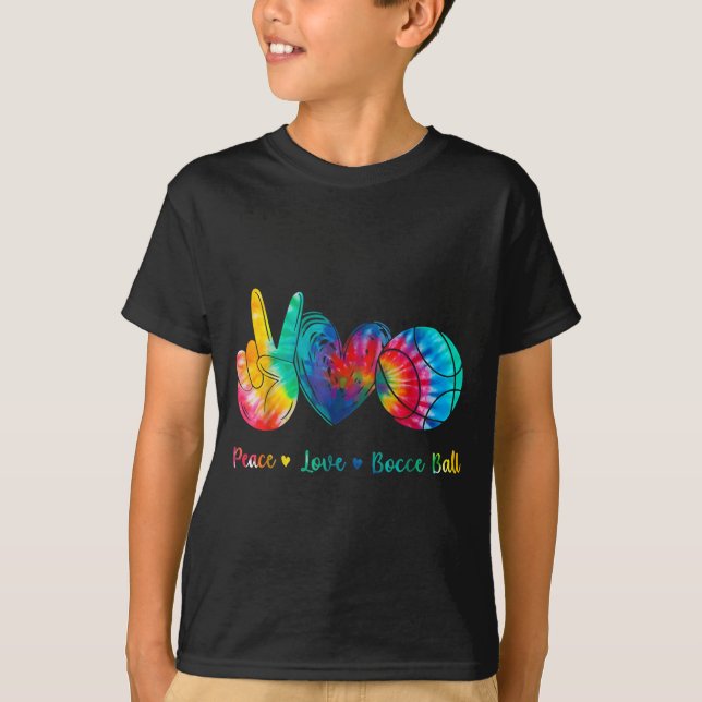 Peace Love Bocce Ball Tie Design T-Shirt (Front)