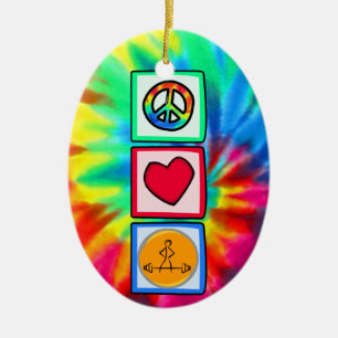 Peace, Love, Bodybuilding Ceramic Ornament