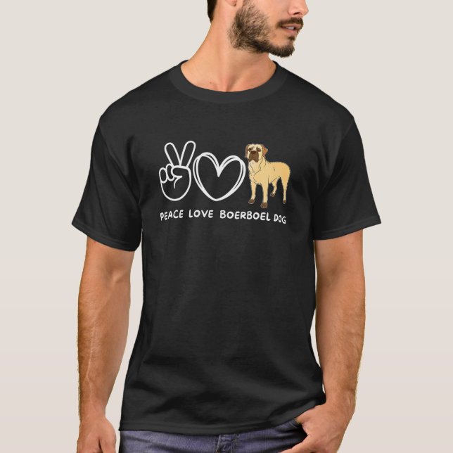 Peace Love Boerboel Dog Retro Boerboel Dog Lover T T-Shirt (Front)