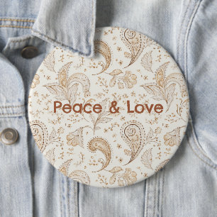 Peace Love Bohemian Hippie Sixties Paisley Button