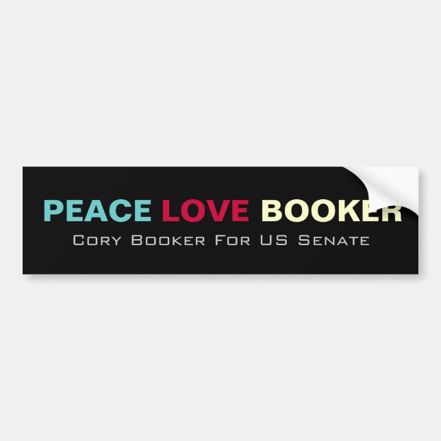 Peace Love Booker US Senate Bumper Sticker (Front)