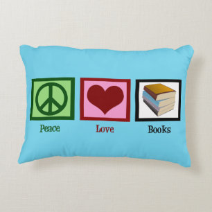 Peace Love Books Accent Pillow