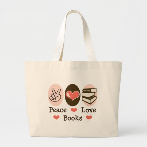Peace Love Books Canvas Tote Bag