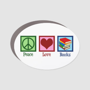 Peace Love Books Car Magnet