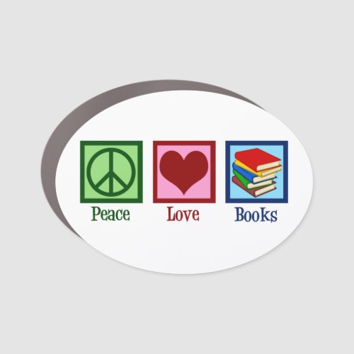 Peace Love Books Car Magnet