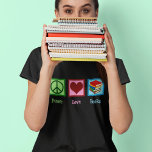 Peace Love Books Cute Librarian T-Shirt<br><div class="desc">A cute librarian t-shirt Christmas gift featuring a peace sign,  heart,  and a stack of novels. Peace Love Books makes a good present for an author,  writer,  or novelist. Fun bookworm design for a teacher.</div>