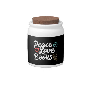 Peace Love Books Geeky & Cute Reading Candy Jar