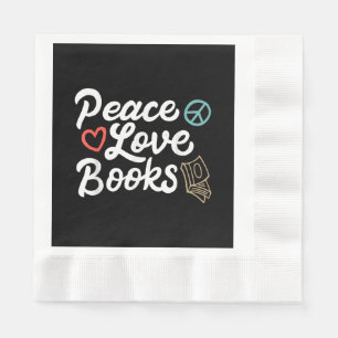 Peace Love Books Geeky & Cute Reading Napkins