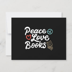 Peace Love Books Geeky & Cute Reading RSVP Card