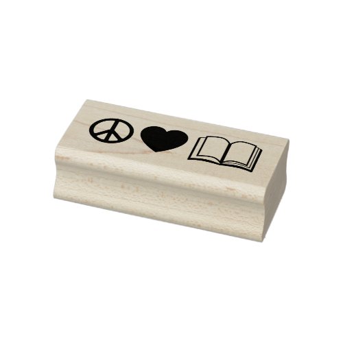 Peace Love  Books Wood Art Stamp