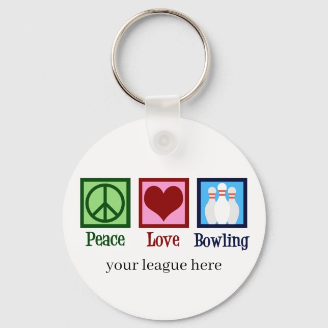 Peace Love Bowling Custom Keychain (Front)