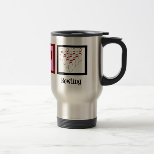 Peace Love Bowling Travel Mug