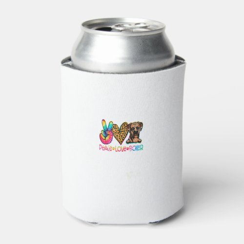 Peace Love Boxer Tie Dye Dog Lover Can Cooler