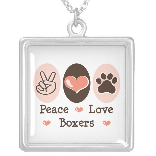 Peace Love Boxers Necklace (Front)