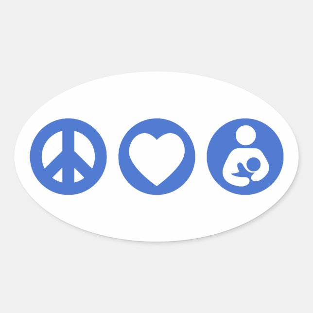 Peace Love Breastfeeding Oval Sticker (Front)