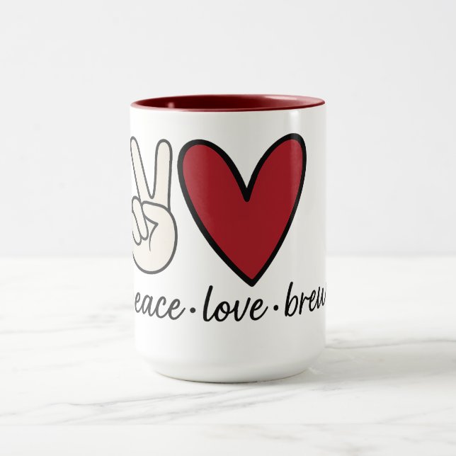 Peace • Love • Brew | Retro Coffee Combo Mug (Center)