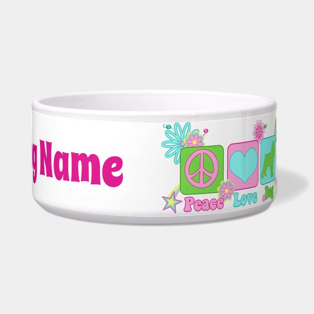 Peace, Love, Brussels Griffon Bowl (Front)