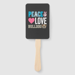 Peace Love Bulldog Vector Hand Fan