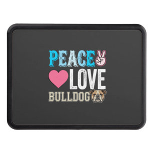 Peace Love Bulldog Vector Hitch Cover