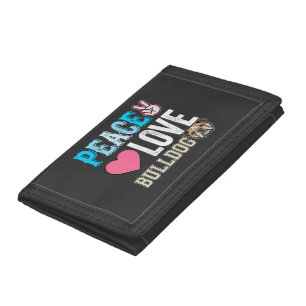 Peace Love Bulldog Vector Tri-fold Wallet