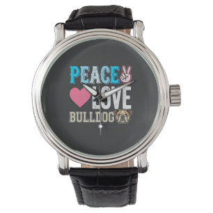 Peace Love Bulldog Vector Watch
