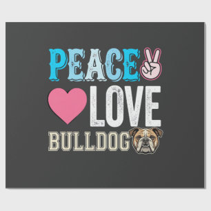 Peace Love Bulldog Vector Wrapping Paper