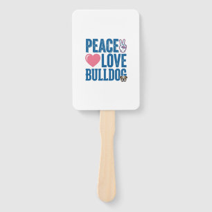 Peace Love Bulldog Vintage Dog Shirt Design Hand Fan