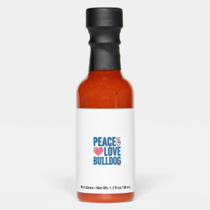 Peace Love Bulldog Vintage Dog Shirt Design Hot Sauces