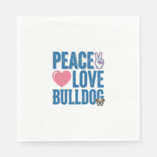 Peace Love Bulldog Vintage Dog Shirt Design Napkins
