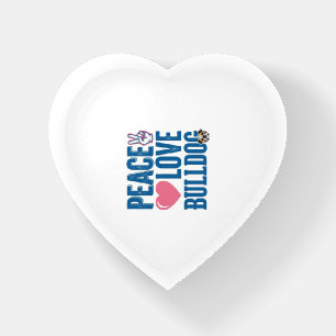Peace Love Bulldog Vintage Dog Shirt Design Paperweight