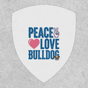 Peace Love Bulldog Vintage Dog Shirt Design Patch