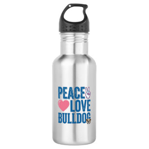 Peace Love Bulldog Vintage Dog Shirt Design Stainless Steel Water Bottle