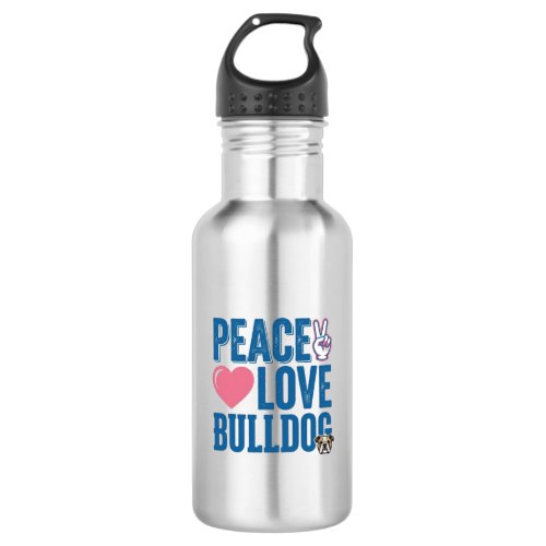 Peace Love Bulldog Vintage Dog Shirt Design Stainless Steel Water Bottle