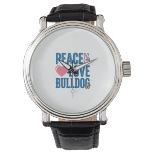 Peace Love Bulldog Vintage Dog Shirt Design Watch