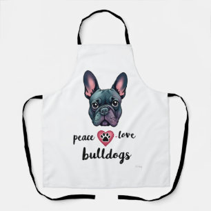 Peace Love Bulldogs Vintage Galaxy French Bulldog  Apron