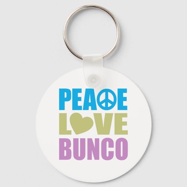 Peace Love Bunco Keychain (Front)