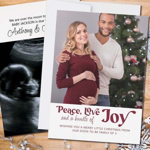 Peace Love Bundle of Joy 2 Photo Were Expecting H Holiday Card