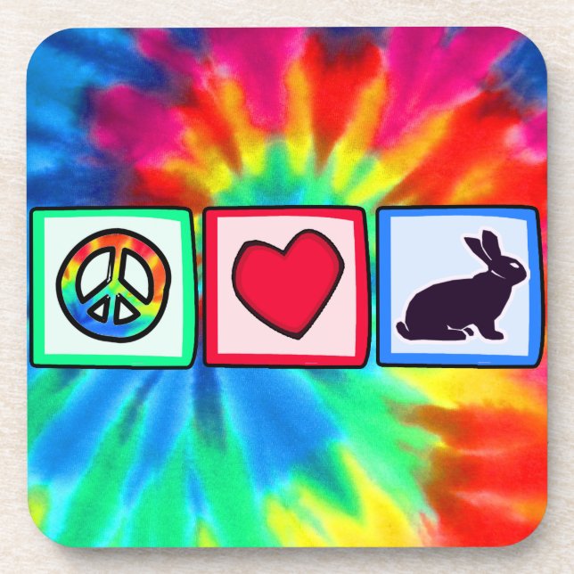 Peace, Love, Bunnies Beverage Coaster (Front)
