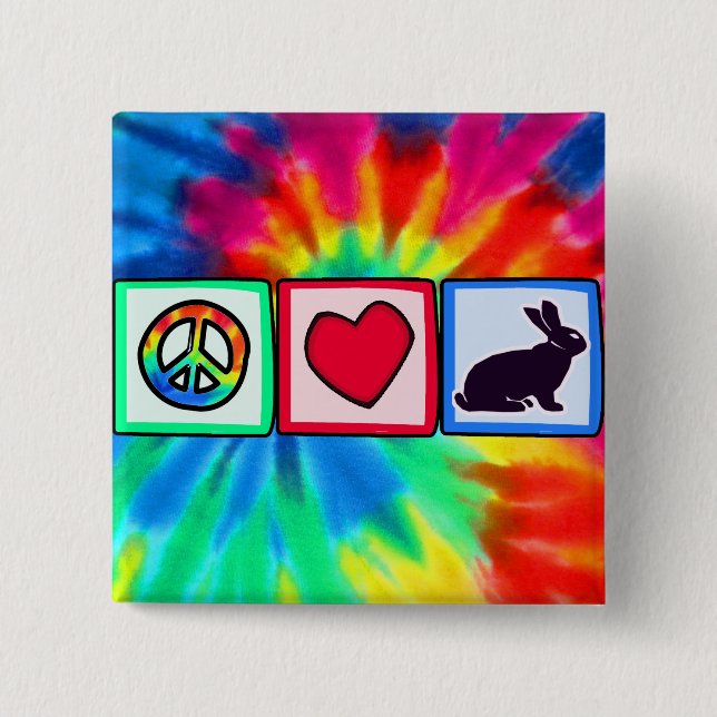 Peace, Love, Bunnies Pinback Button (Front)