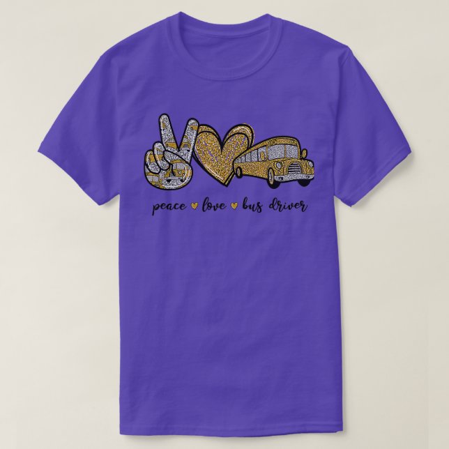 Peace Love Bus Driver Classic TShirt (Design Front)